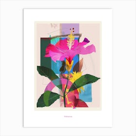 Hibiscus 1 Neon Flower Collage Poster Art Print