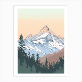 Mount Diablo Usa Color Line Drawing (5) Art Print