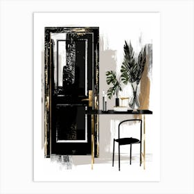 Black And Gold Door Art Print