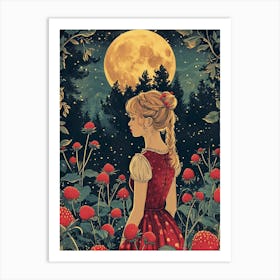 Girl In Red Dress Art Print