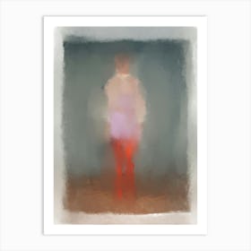 LADY GIGI -Woman in pink with red legs, silhouette, runway, couture, fashion illustration ,  Impressionist, Impressionism, Abstract Wall Art  Art Print