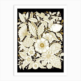 Gold Leaf Flowers Art Print