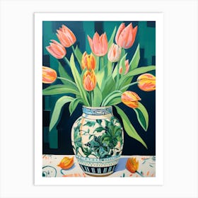 Flowers In A Vase Still Life Painting Tulips 7 Art Print