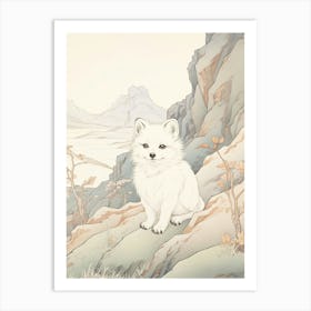 Storybook Animal Watercolour Arctic Fox 2 Art Print