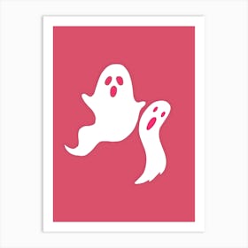 Ghosts On Pink Background Art Print