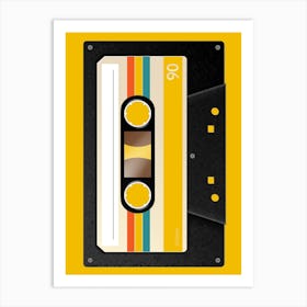 Cassette Tape On A Yellow Background Art Print