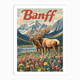 Aihrgdesign A Retro Travel Poster For Banff Featuring A Pair Art Print