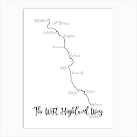 The West Highland Way Route Print | Long Distance Trail Print | Hiking Print | Scotland Art Print