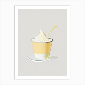 Single Cream Dairy Food Minimal Line Drawing Art Print