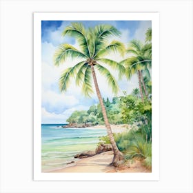 Watercolor Of Palm Trees On The Beach 2 Art Print