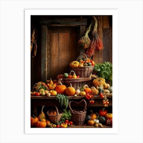 Autumn Vegetables In Baskets Art Print