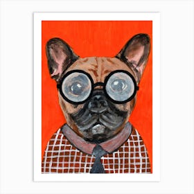Stripy Bulldog Art Print