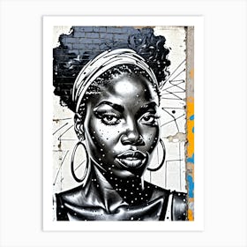 Vintage Graffiti Mural Of Beautiful Black Woman 132 Art Print