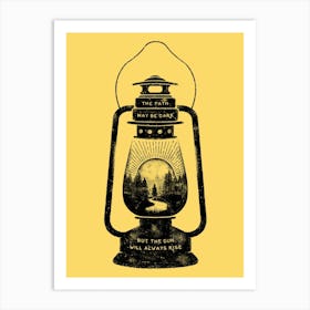 Vintage Lantern Outdoors Sun Camp Art Print