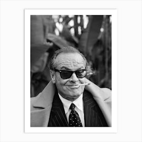 Jack Nicholson With Cigarette, Vintage Black and White Old Photo Art Print