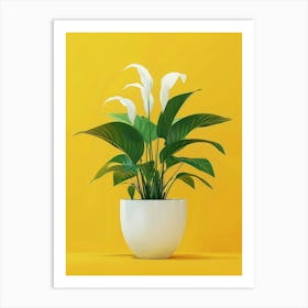White Plant In A Pot 2 Art Print
