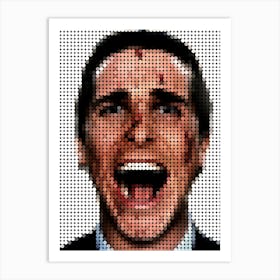 American Psycho Christian Bale In A Pixel Dots Art Style Art Print