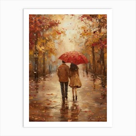 Couple Walking In The Rain 9 Art Print