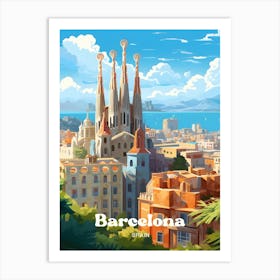 Barcelona Spain Cityscape Travel Art Art Print