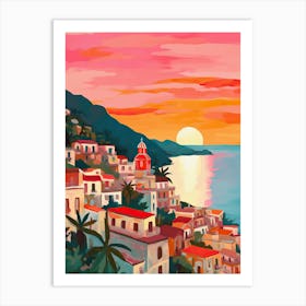 Amalfi Coast Italy Sunrise Painting Travel Art Print