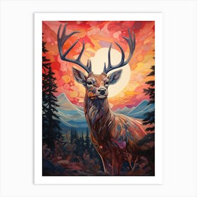 Deer At Sunset Art Print