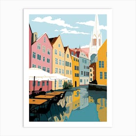 Trondheim, Norway, Flat Pastels Tones Illustration 1 Art Print
