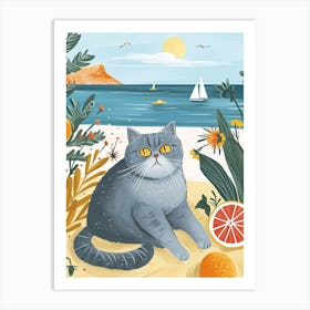 British Shorthair Cat Storybook Illustration 2 Art Print