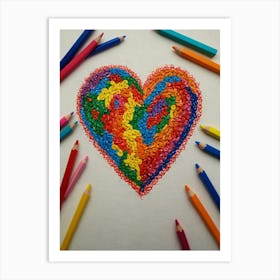 Heart Of Colored Pencils Art Print