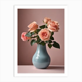 A Vase Of Pink Roses 23 Art Print