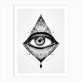 Consciousness, Symbol, Third Eye Simple Black & White Illustration 4 Art Print
