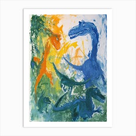 Abstract Group Of Dinosaurs Painting 3 Art Print