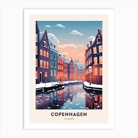 Winter Night  Travel Poster Copenhagen Denmark 6 Art Print