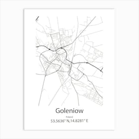 Goleniow,Poland Minimalist Map Art Print