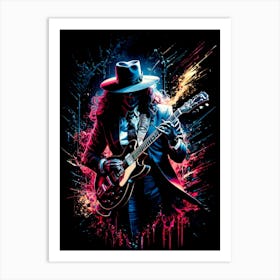 Classic Rock Guitarist Abstract Painting Art Print