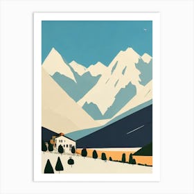 Bardonecchia, Italy Midcentury Vintage Skiing Poster Art Print