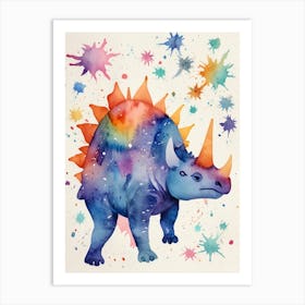 Triceratops Watercolor Painting Art Print