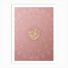 Geometric Gold Glyph on Circle Array in Pink Embossed Paper n.0118 Art Print