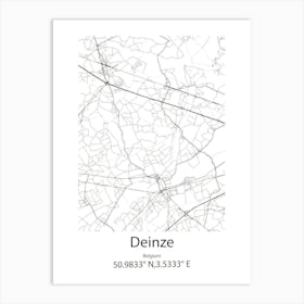 Deinze,Belgium Minimalist Map Art Print