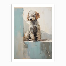 Poodle Dog, Painting In Light Teal And Brown 0 Art Print