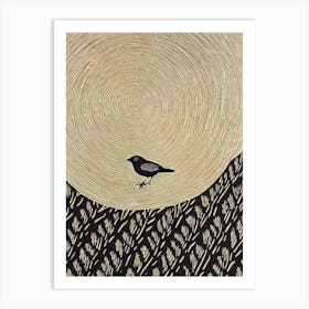 Cowbird Linocut Bird Art Print