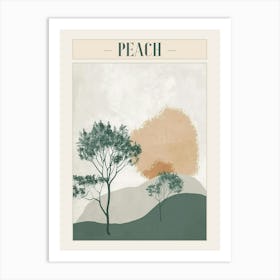Peach Tree Minimal Japandi Illustration 4 Poster Art Print