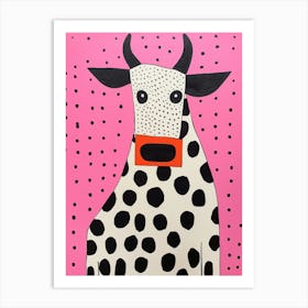 Pink Polka Dot Cow 2 Art Print