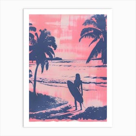 Surfer At Sunset 1 Art Print