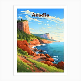Acadia National Park Maine USA United States Travel Illustration Art Print
