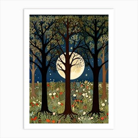 William Morris Moonlight In The Woods 24 Art Print