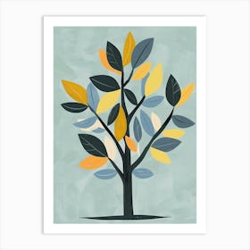 Pecan Tree Flat Illustration 8 Art Print