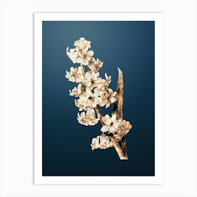 Gold Botanical Oriental Hyacinth on Dusk Blue n.4410 Art Print