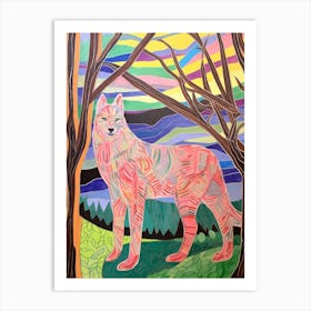 Maximalist Animal Painting Timber Wolf 1 Art Print