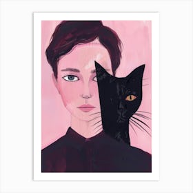 Girl With A Cat 8 Art Print