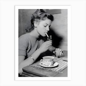 Lauren Bacall Smoking Art Print